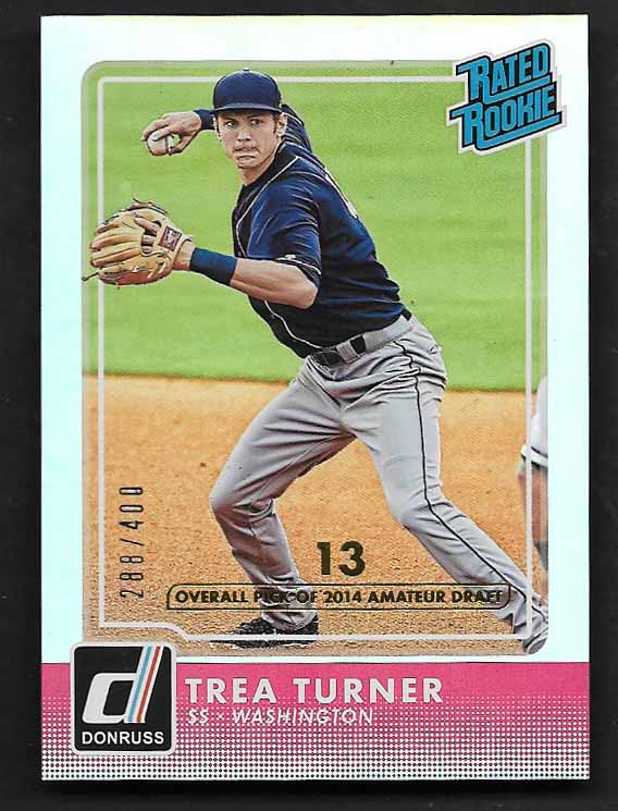 Turner, Trae 2016 Donruss rated rookie stat line 288/400  ROOKIE NATIONALS DODGERS