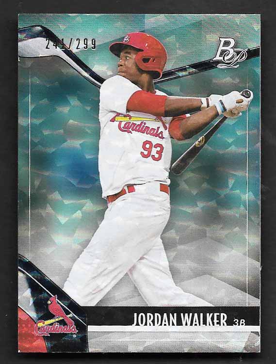 Walker, Jordan 2021 Bowman Platinum foilboard 241/299 #top34  ROOKIE CARDINALS