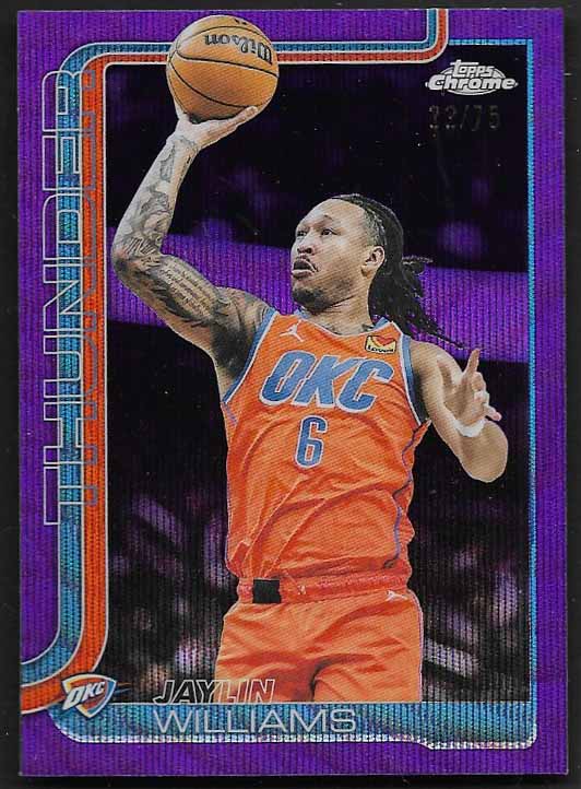 Williams, Jaylin 2025 Topps Chrome purple wave 22/75  #105  THUNDER RAZORBACKS